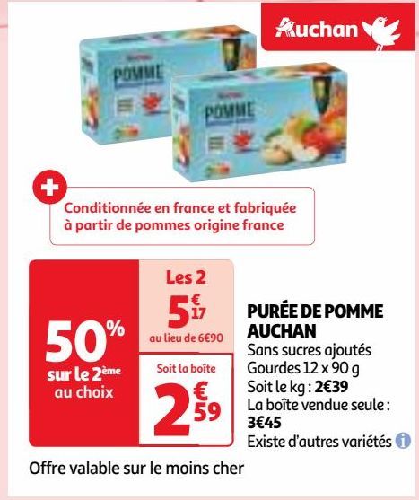 PURÉE DE POMME AUCHAN