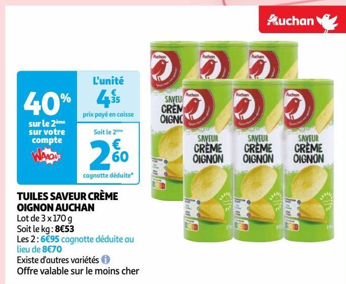 TUILES SAVEUR CRÈME OIGNON AUCHAN