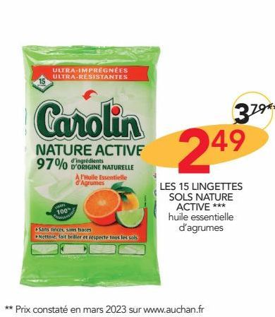 Les 15 lingettes sols nature active