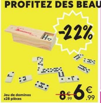 Jeu de dominos x28 pièces  %:  -22%  8  R  € .99 