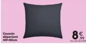 coussin déperlant 40x40cm  € .99 eco-part de 0.05€ 