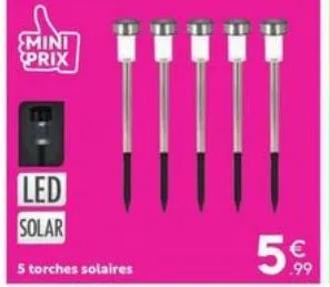 mini prix  led solar  5 torches solaires  5€ 