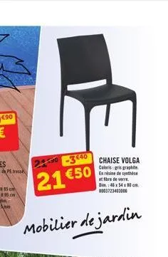 chaise volga coloris gris graphite  en résine de synthèse et fibre de verre. dim.: 46 x 54 x 80 cm 8003723403006  mobilier de jardin  20-340  21 €50 