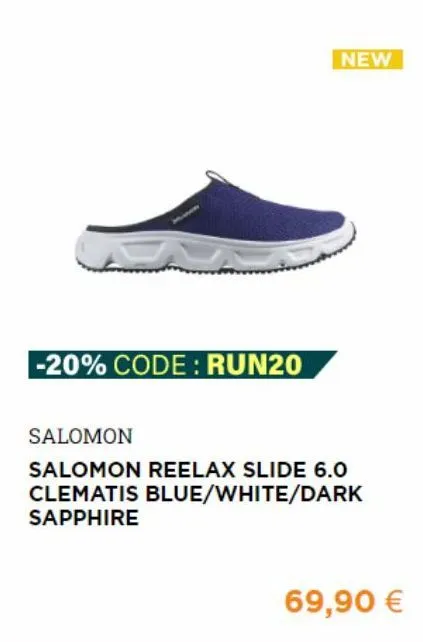 -20% code: run20  new  salomon  salomon reelax slide 6.0 clematis blue/white/dark sapphire  69,90 € 