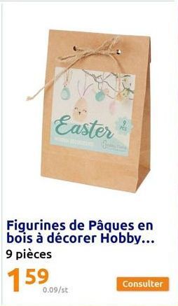 Easter  Figurines de Pâques en bois à décorer Hobby... 9 pièces  0.09/st  Consulter 