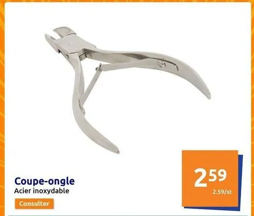 coupe-ongle acier inoxydable  consulter  259  2.59/st  