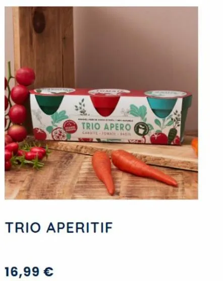16,99 €  trio apero  carotte-tomate-badi  trio aperitif 
