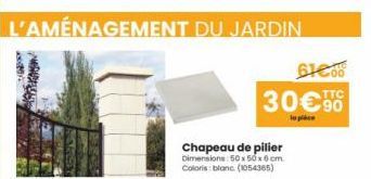Chapeau de pilier Dimensions: 50x50x6 cm Coloris: blanc (1054365)  6100  30€90  to place 