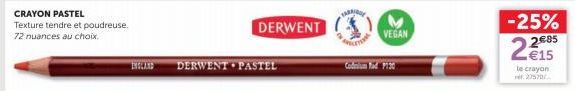 CRAYON PASTEL  Texture tendre et poudreuse. 72 nuances au choix.  ENGLAND  DERWENT PASTEL  DERWENT  VEGAN  -25%  2€85  le crayon 