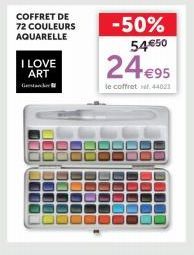 COFFRET DE 72 COULEURS AQUARELLE  I LOVE ART  -50% 54€50  24€95  le coffret 44023 