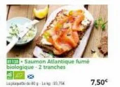 81138-saumon atlantique fumé biologique-2 tranches  lapad 80g-laag 175 