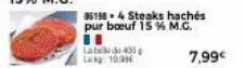 labela de 433 lekg 1039  851984 steaks hachés pur boeuf 15% m.g. in  7,99€ 