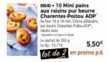 L360 La No:15.716  856:40. 10 Mini pains aux raisins pur beurre Charentes-Poitou AOP Atax to a 18 n  par Charts PACF  5.50€  lot de 2 en promo p.6 