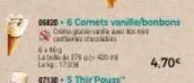 06820-6 cornets vanille/bonbons  decis  6460  lat 2250 420 leg: 170  4,70€ 