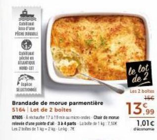 te  PECHE DE  COME  pict  AAN  NED-11  Espe  SELECT COM  Brandade de morue parmentière 5164 Lot de 2 boites  37605-Achter 1719minaumio ondes-Chair de morue relevée d'une pointe d'all-324 parts La bote