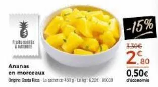 fit amato  ananas  en morceaux  origine costa rica le sachet de 450 g-leg: 224-69339 
