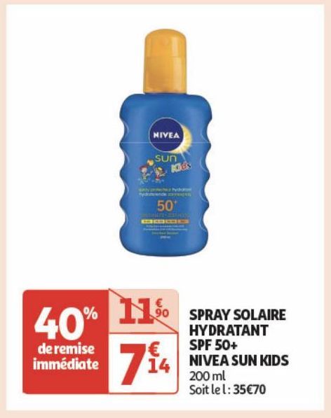 SPRAY SOLAIRE HYDRATANT SPF 50+ NIVEA SUN KIDS