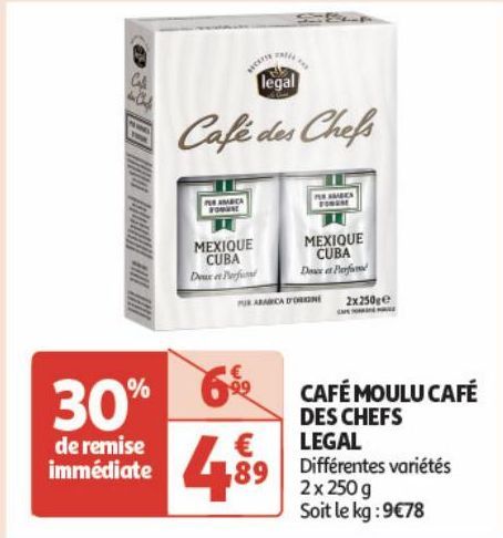 CAFÉ MOULU CAFÉ DES CHEFS LEGAL