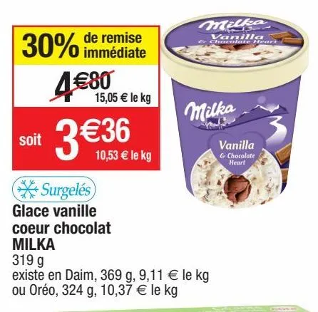 glace à la vanille milka