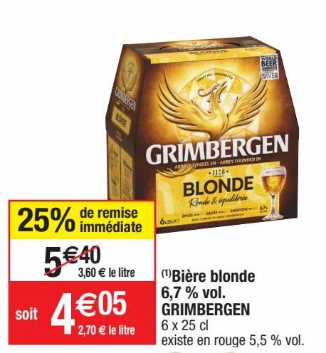 bière blonde 6.7% vol. Grimbergen