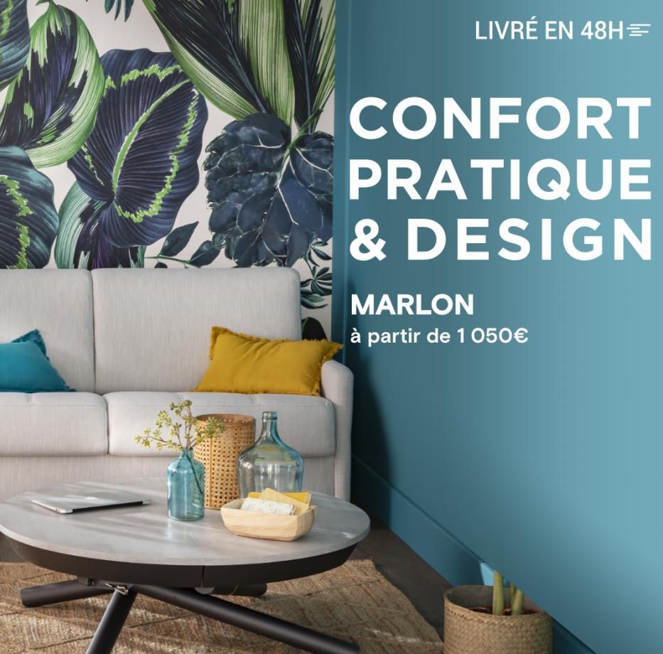 LIVRÉ EN 48H=  CONFORT PRATIQUE & DESIGN  MARLON à partir de 1 050€  