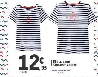 12€  ,95  l'unité  8 tee-shirt fantaisie adulte  terre. marins 