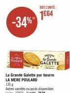 -34%  Pelard  SOIT L'UNITÉ  1664  to ande GALETTE 