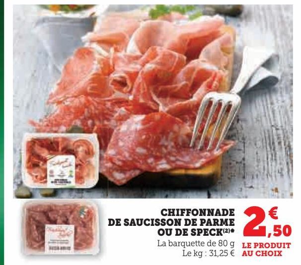 CHIFFONNADE  DE SAUCISSON DE PARME  OU DE SPECK