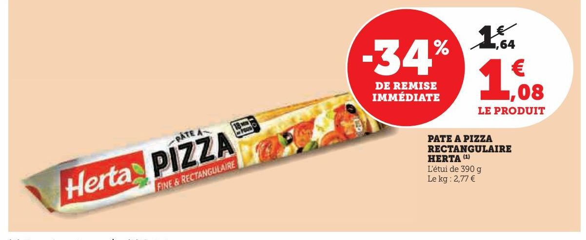 PATE A PIZZA RECTANGULAIRE HERTA