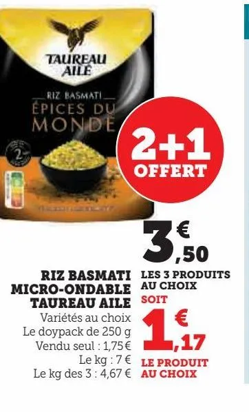 riz basmati micro-ondable taureau aile