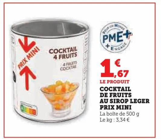 cocktail de fruits au sirop leger prix mini