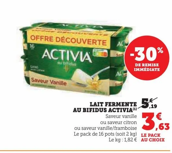 lait fermente au bifidus activia