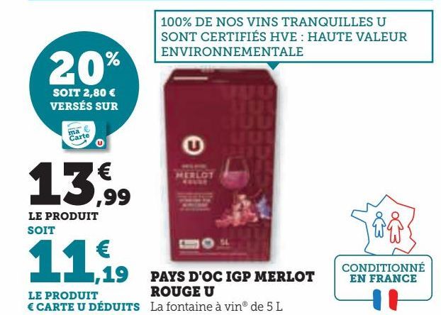 PAYS D'OC IGP MERLOT  ROUGE U