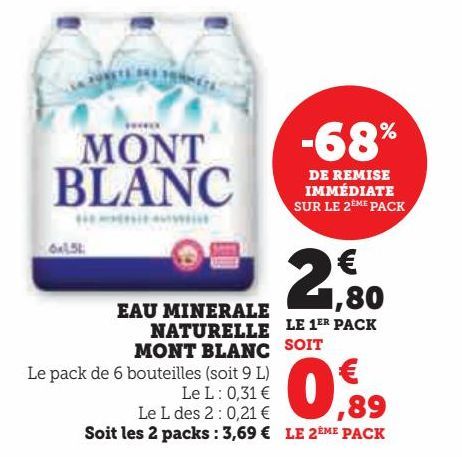 EAU MINERALE  NATURELLE  MONT BLANC