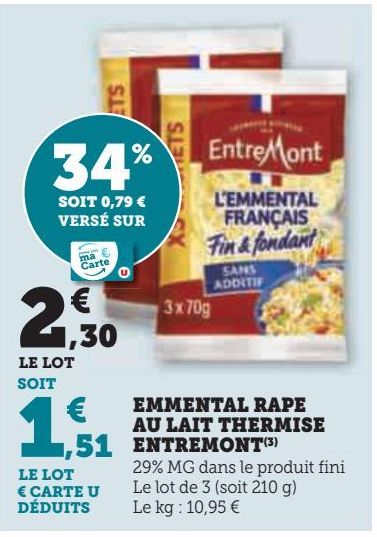 EMMENTAL RAPE  AU LAIT THERMISE  ENTREMONT