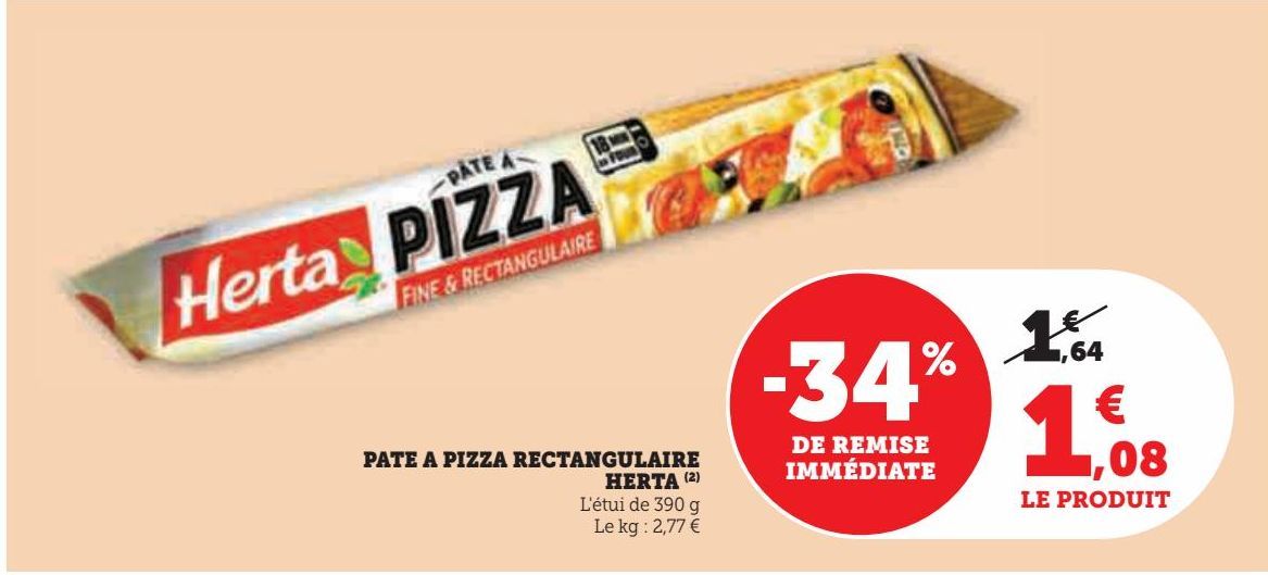 PATE A PIZZA RECTANGULAIRE  HERTA
