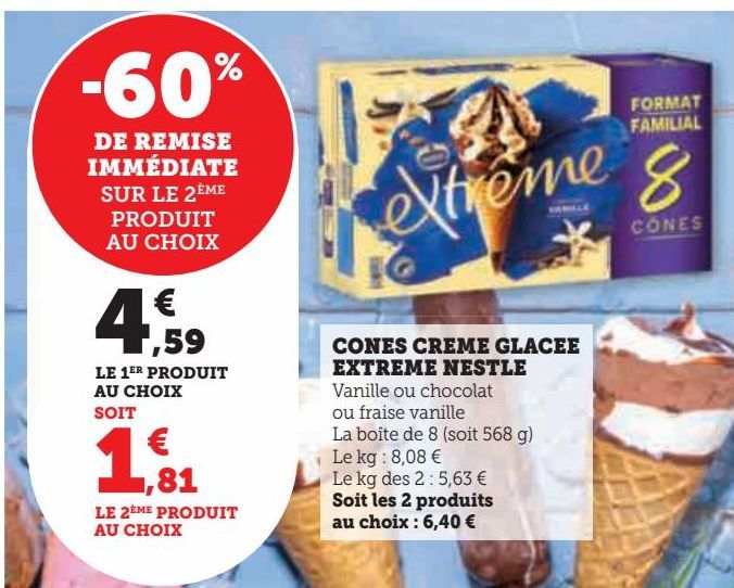 CONES CREME GLACEE  EXTREME NESTLE