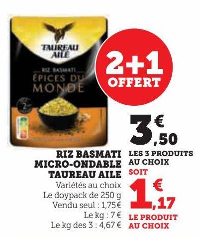 RIZ BASMATI  MICRO-ONDABLE  TAUREAU AILE