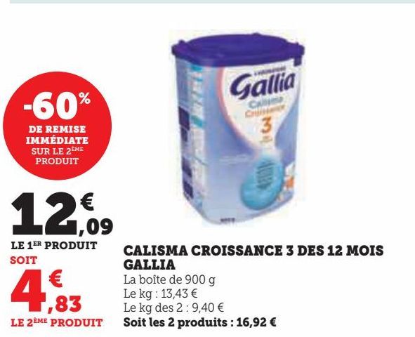 CALISMA CROISSANCE 3 DES 12 MOIS  GALLIA