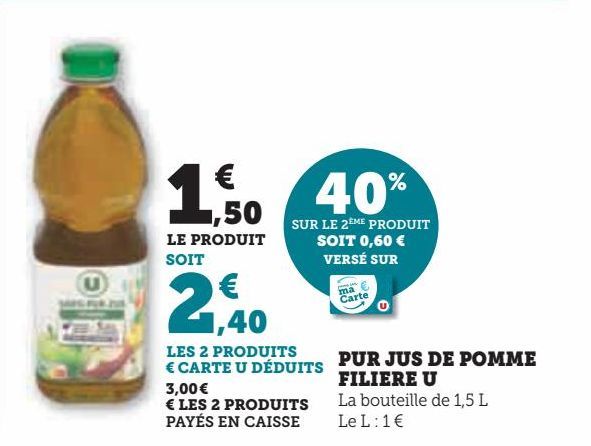 PUR JUS DE POMME  FILIERE U