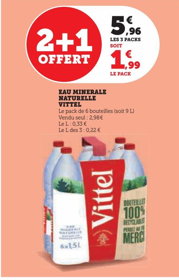 EAU MINERALE  NATURELLE  VITTEL