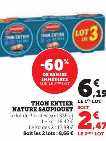 THON ENTIER  NATURE SAUPIQUET