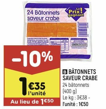 BATONNETS SAVEUR CRABE 