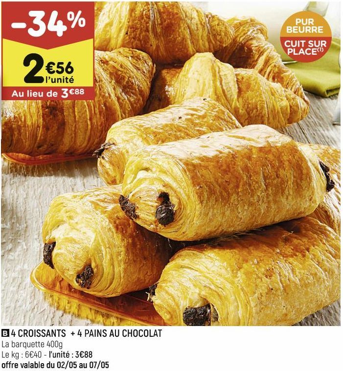 4 CROISSANTS + 4 PAINS AU CHOCOLAT 