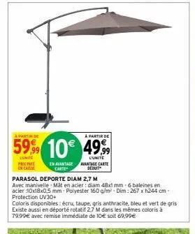 parasol déporté 3m