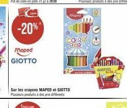a*****  cite  -20%"  maped giotto  sur les crayons maped et giotto plusieurs produits à des prix différents  moped  color peps  giotto  "bribe-
