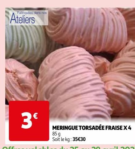 MERINGUE TORSADÉE FRAISE X 4