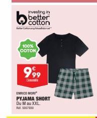 Investing in better cotton  100% COTON  999  ENRICO MORI PYJAMA SHORT Du M au XXL. Rat 5007930 