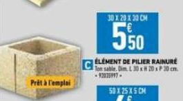 Prêt à l'emploi  30 X 20 X 30 CM  550  ÉLEMENT DE PILIER RAINURE x cm.  -92025997-