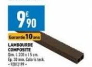 990  Garantie 10 ans  LAMBOURDE COMPOSITE  Dim 200x15cm Ep 33 mm. Celaris teck  92012199 